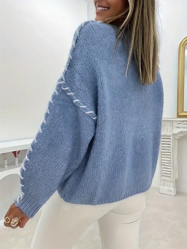 Loose Crew Neck Casual Plain Sweater