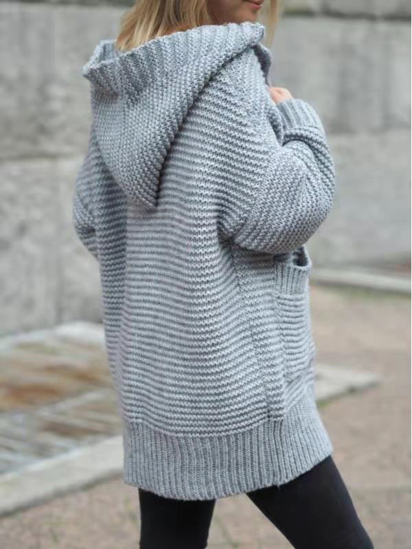 Casual Loose Plain Balloon Sleeve Cardigan