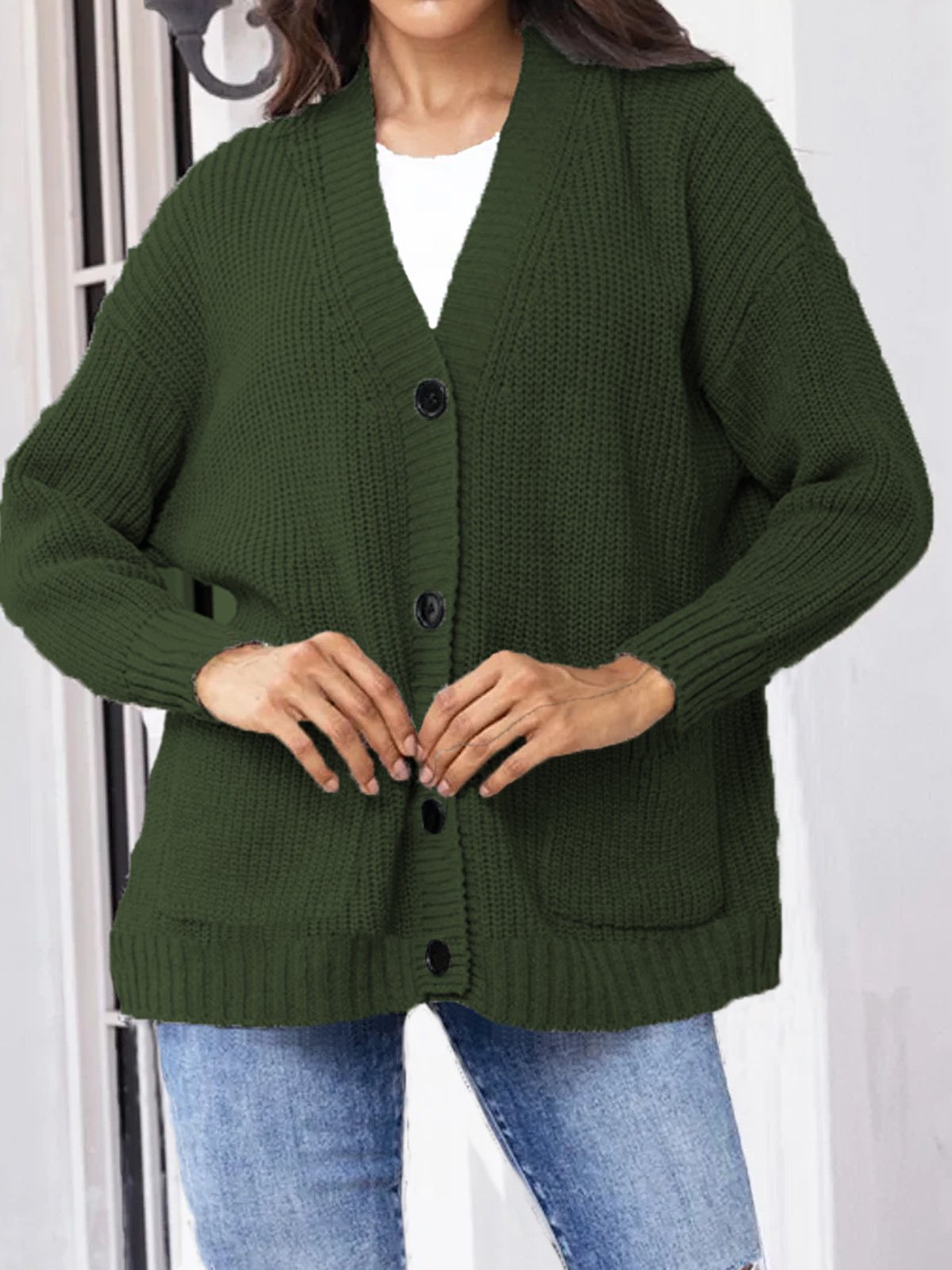 Pocket Stitching Casual Loose Others Cardigan