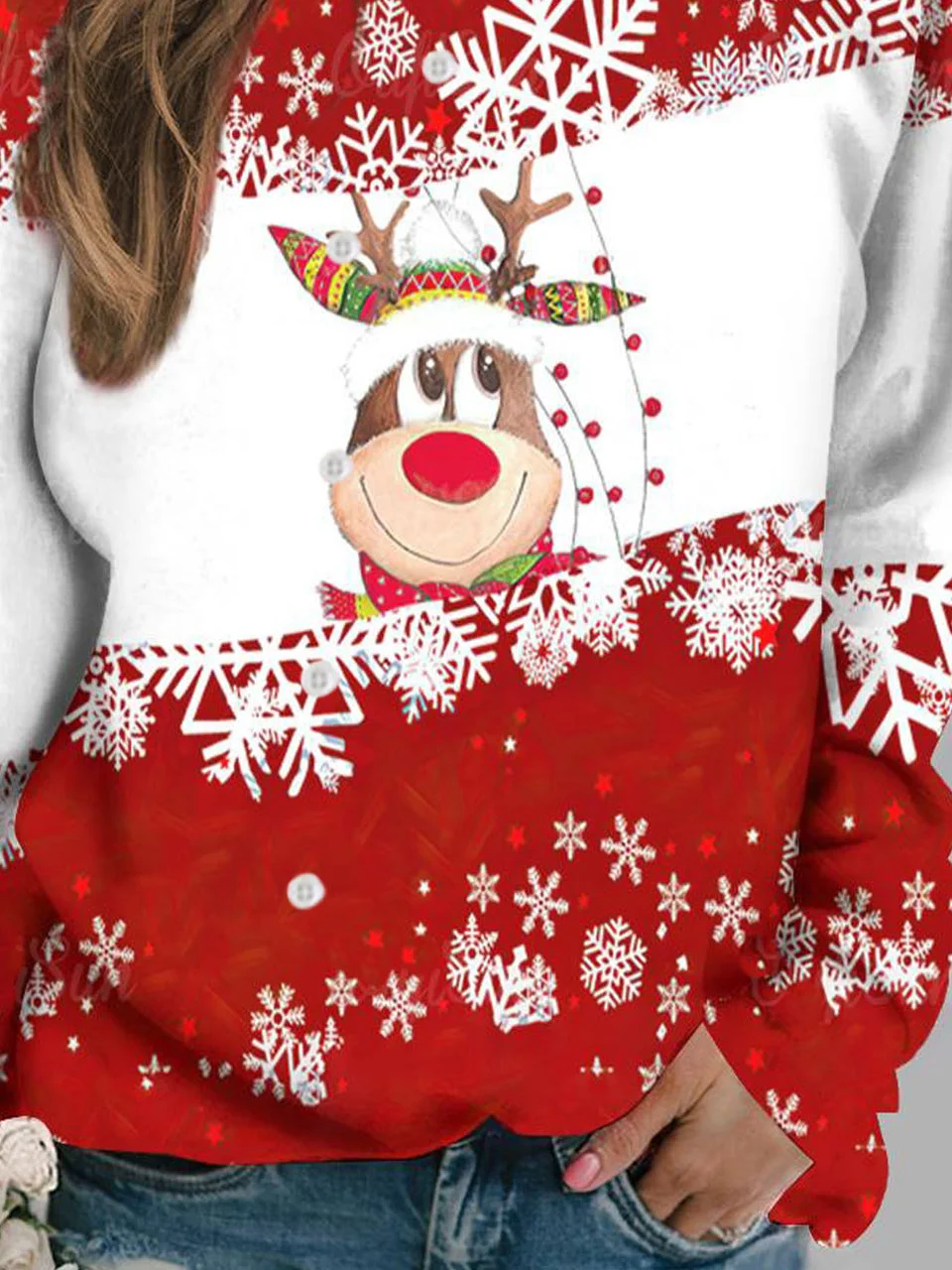 Christmas Crew Neck Casual Loose Sweatshirt