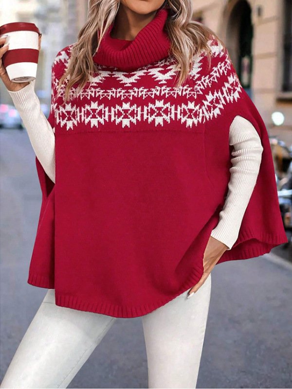 Loose Christmas Mock Neck Casual Sweater