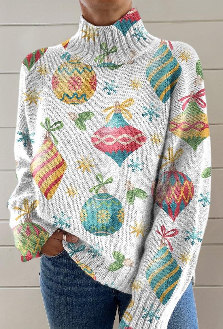 Mock Neck Christmas Casual Sweatshirt