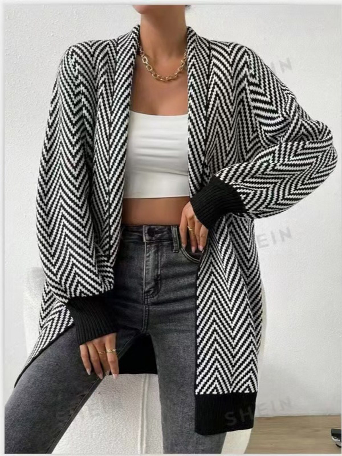 Casual Loose Wool/Knitting Striped Cardigan