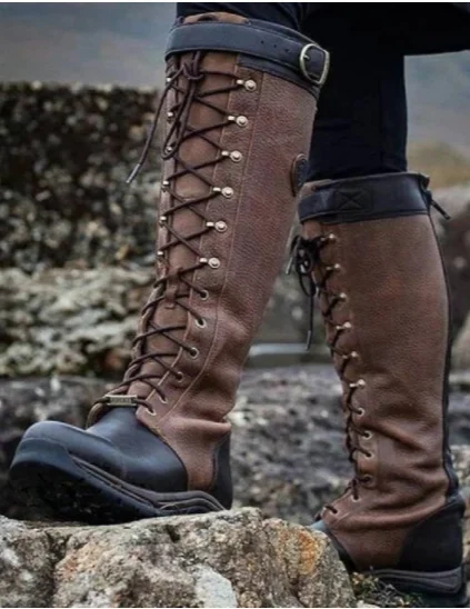 Plain Vintage Autumn Leather Outdoor Boots