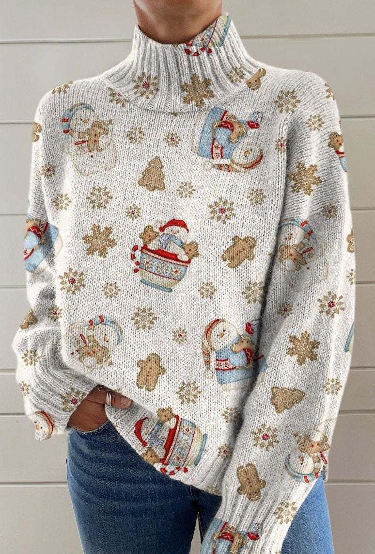 Mock Neck Christmas Casual Sweatshirt