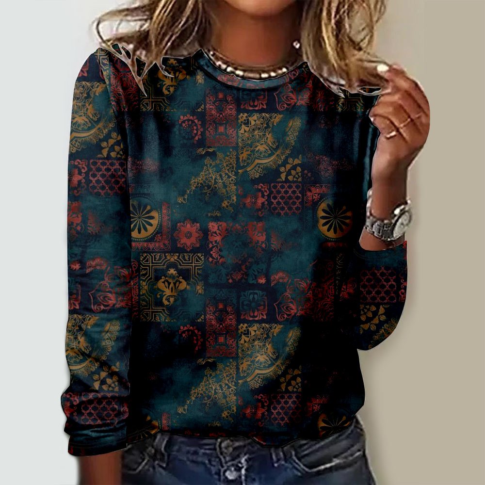 Ethnic Jersey Casual Loose T-Shirt