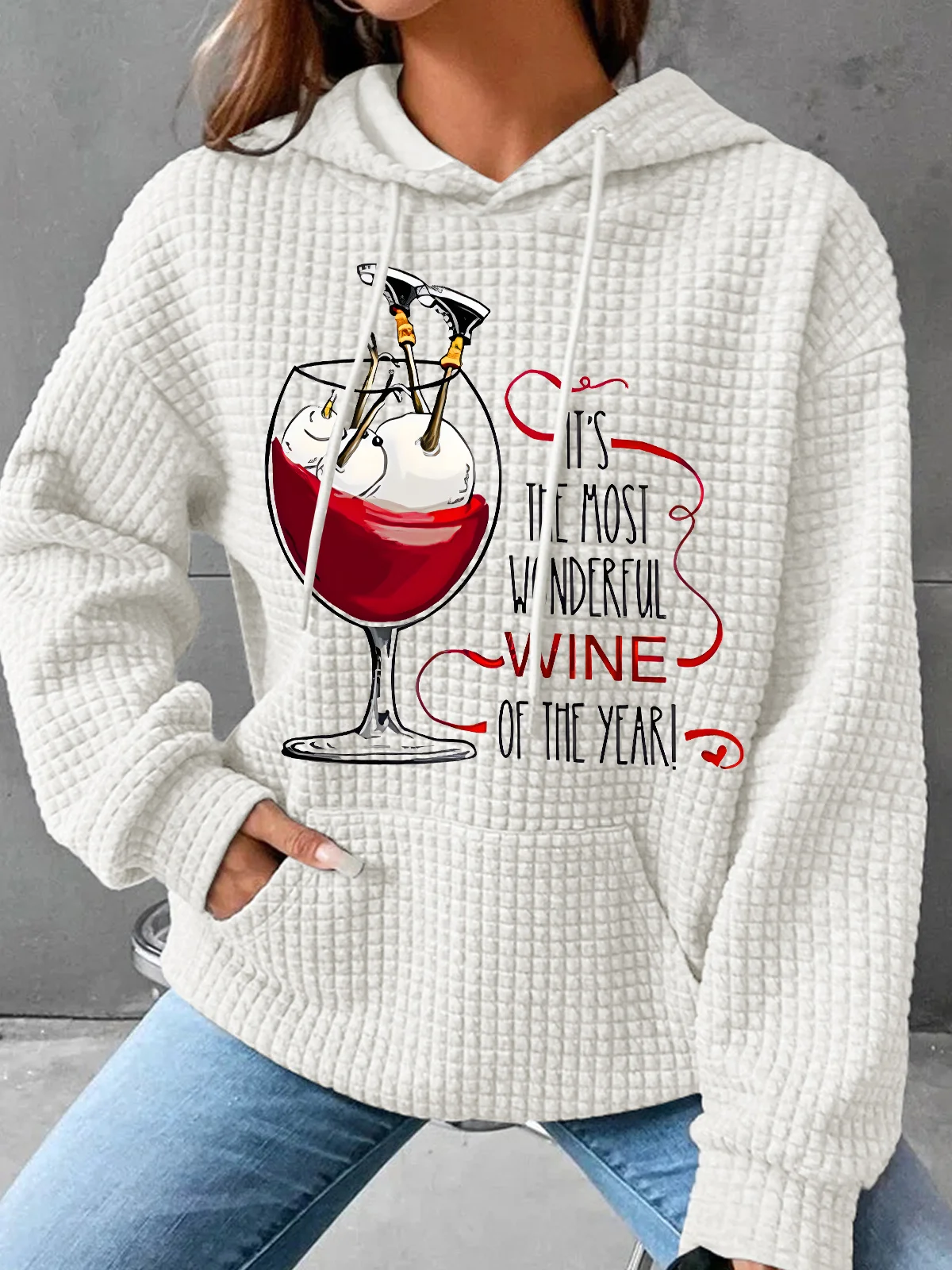 Christmas It’s The Most Wonderful Wine Of The Year Simple Loose Hoodie