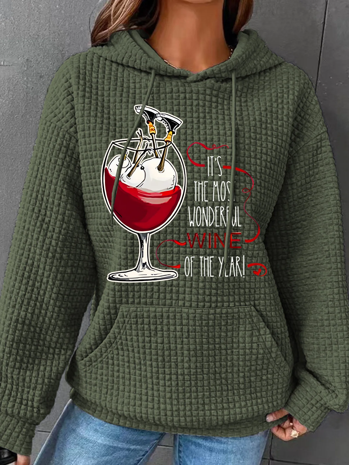 Christmas It’s The Most Wonderful Wine Of The Year Simple Loose Hoodie