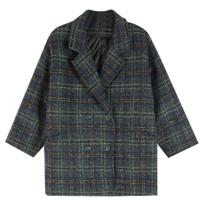 Plaid Shawl Collar Casual Coat