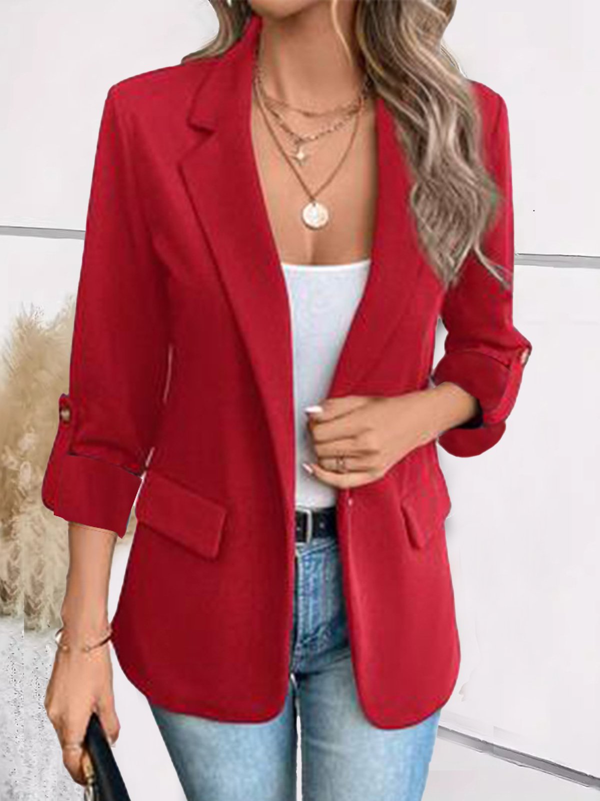 Casual Regular Fit Lapel Collar Floral Blazer