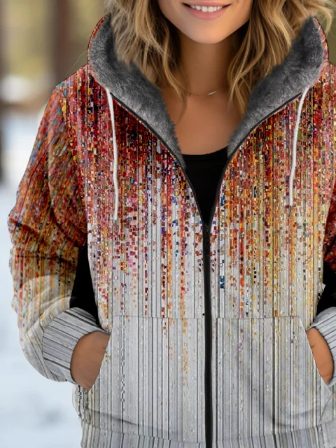 Casual Abstract Hoodie Loose Jacket