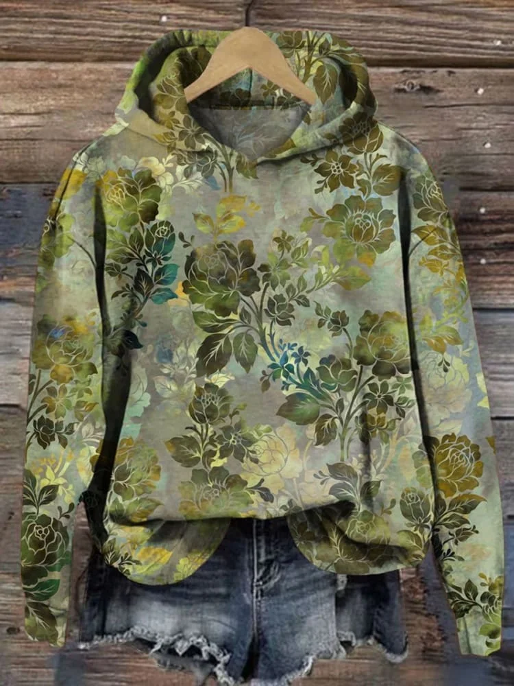 Hoodie Casual Cotton Floral Hoodie