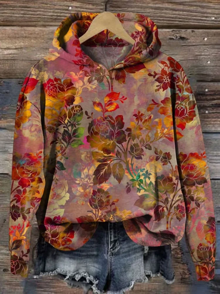 Hoodie Casual Cotton Floral Hoodie