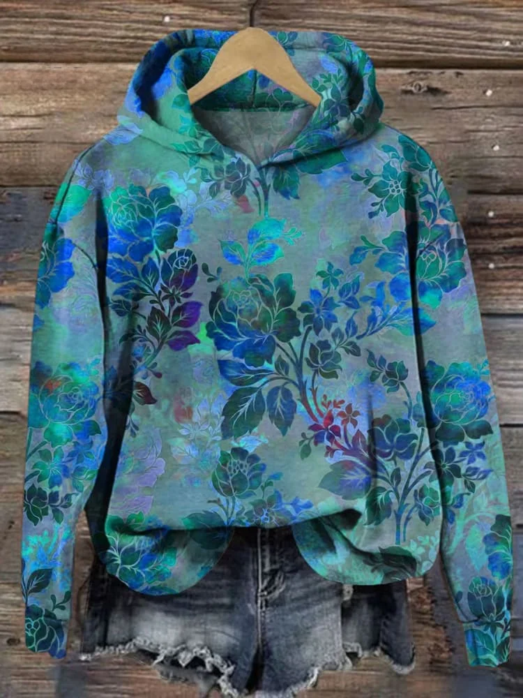 Hoodie Casual Cotton Floral Hoodie