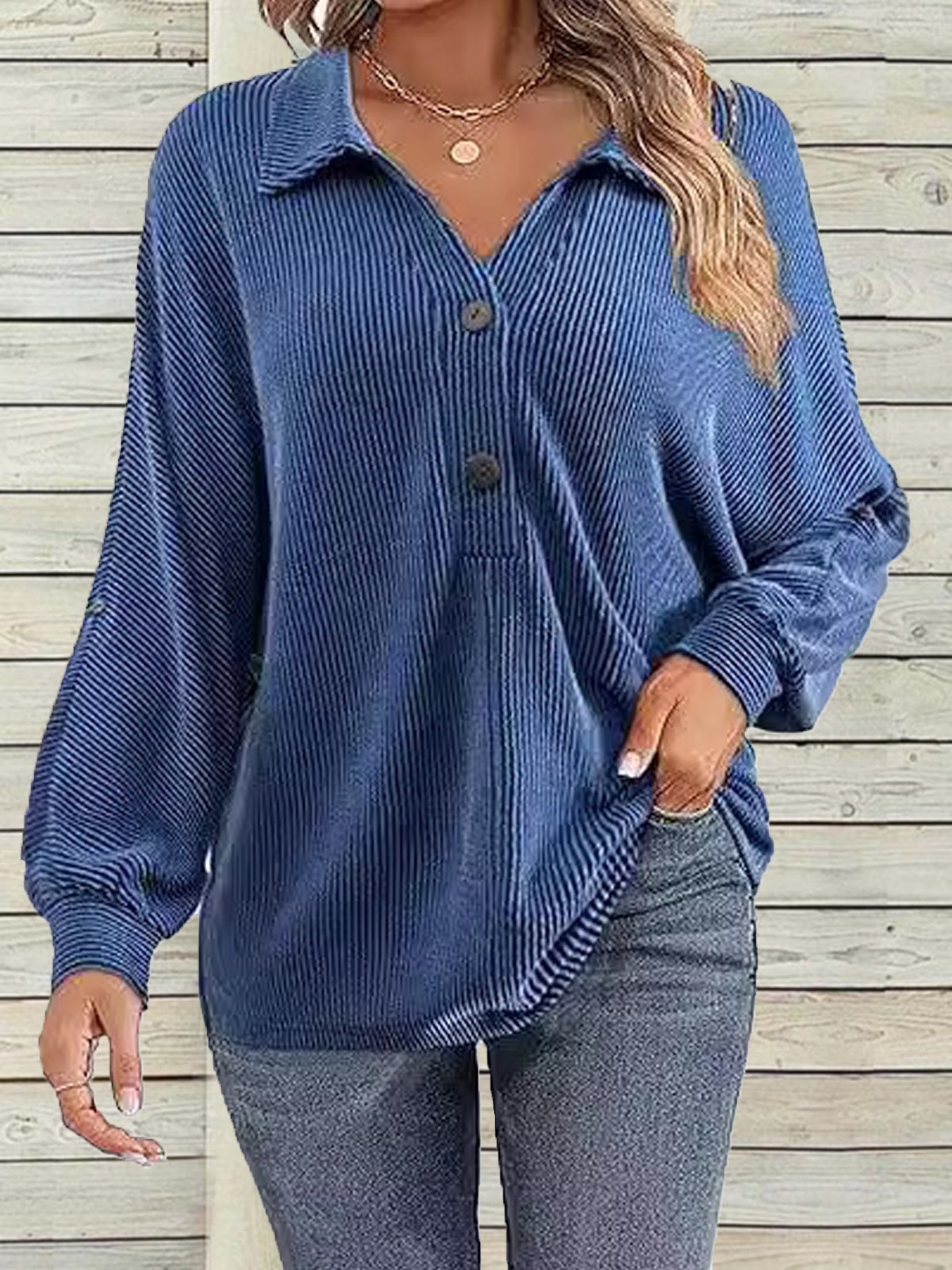 Women's Long Sleeve Blouse Spring/Fall Apricot Plain Half Open Collar Daily Going Out Casual Top