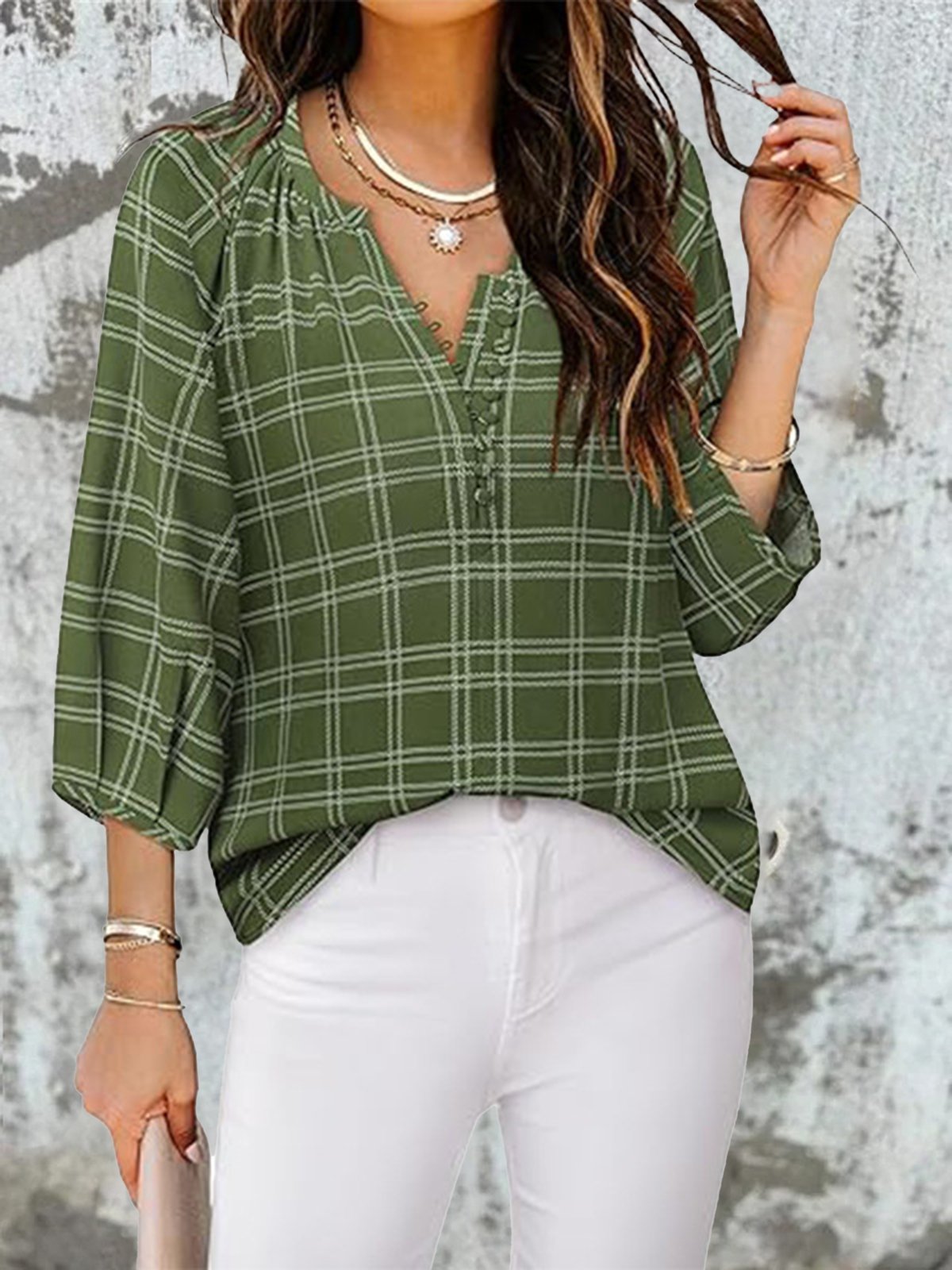 Women's Long Sleeve Blouse Spring/Fall Apricot Abstract Stripes Half Open Collar Daily Going Out Casual Top