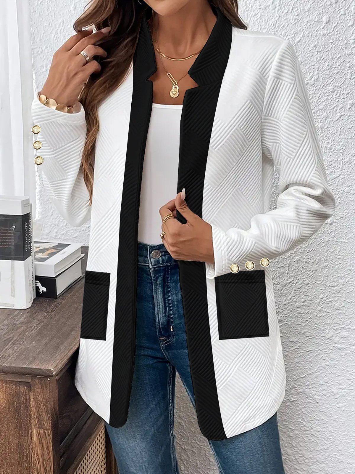 Color Block Casual Loose Jacket