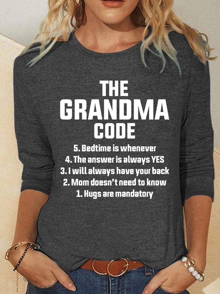 The Grandma Code Funny Casual Long Sleeve Shirt