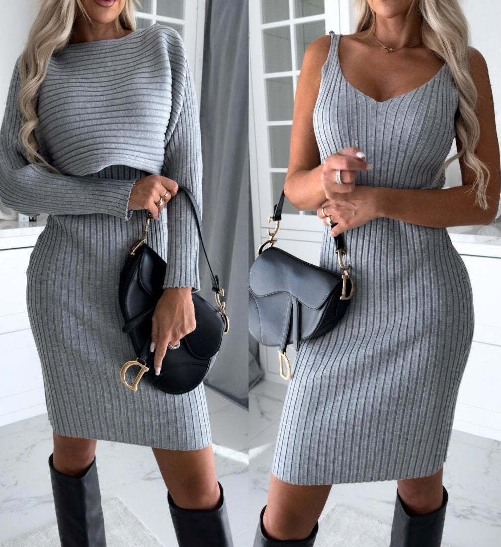 Plain Tight Crew Neck Sexy Two-Piece Set