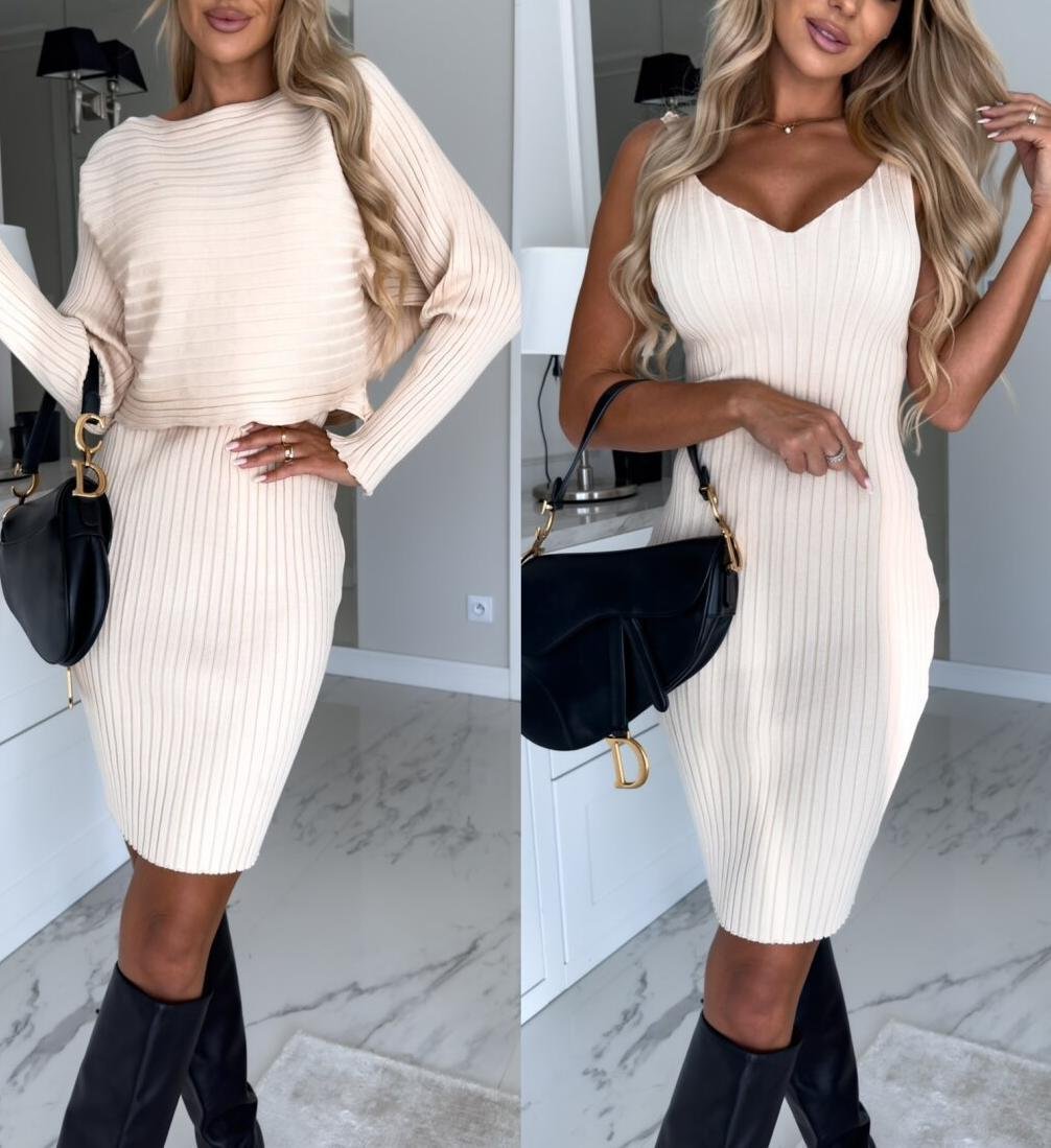 Plain Tight Crew Neck Sexy Two-Piece Set