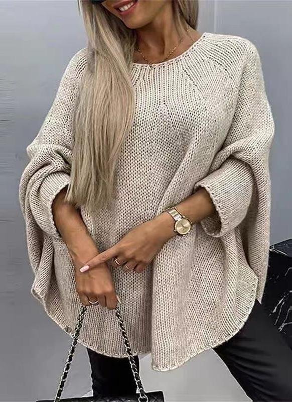 Crew Neck Dolman Sleeve Casual Sweater