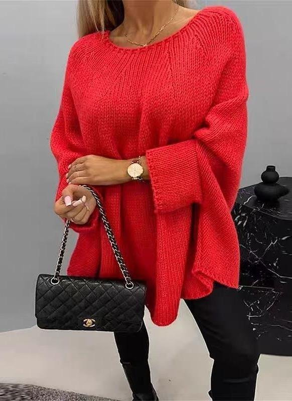 Crew Neck Dolman Sleeve Casual Sweater