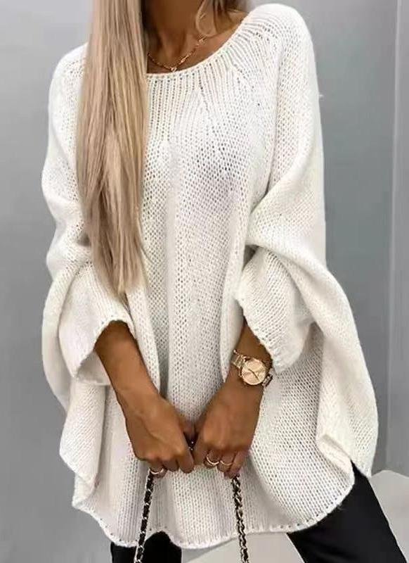 Crew Neck Dolman Sleeve Casual Sweater