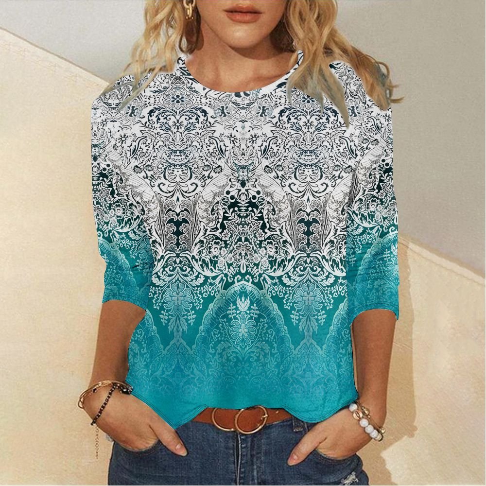 Casual Ethnic Jersey Crew Neck T-Shirt