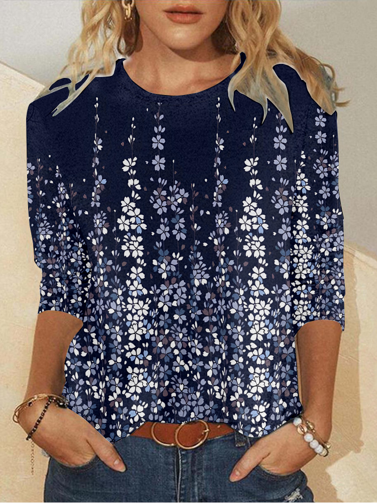 Floral Jersey Casual Loose T-Shirt