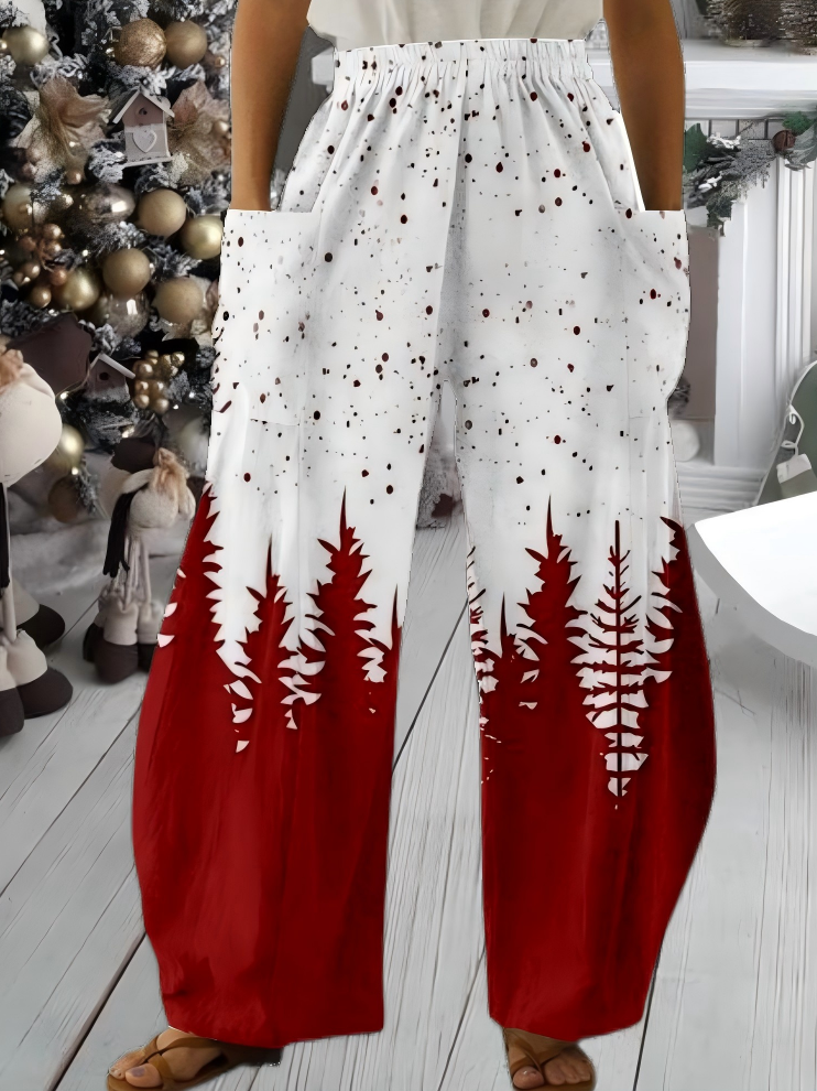 Casual Christmas Tree Loose Pants