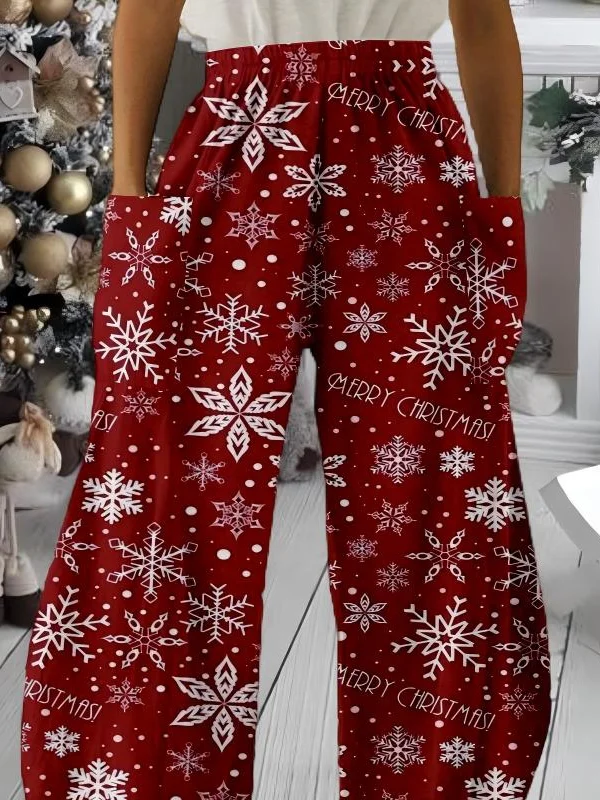 Snowflake Loose Casual Pants