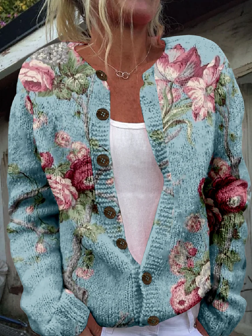 Floral Casual Loose Cardigan