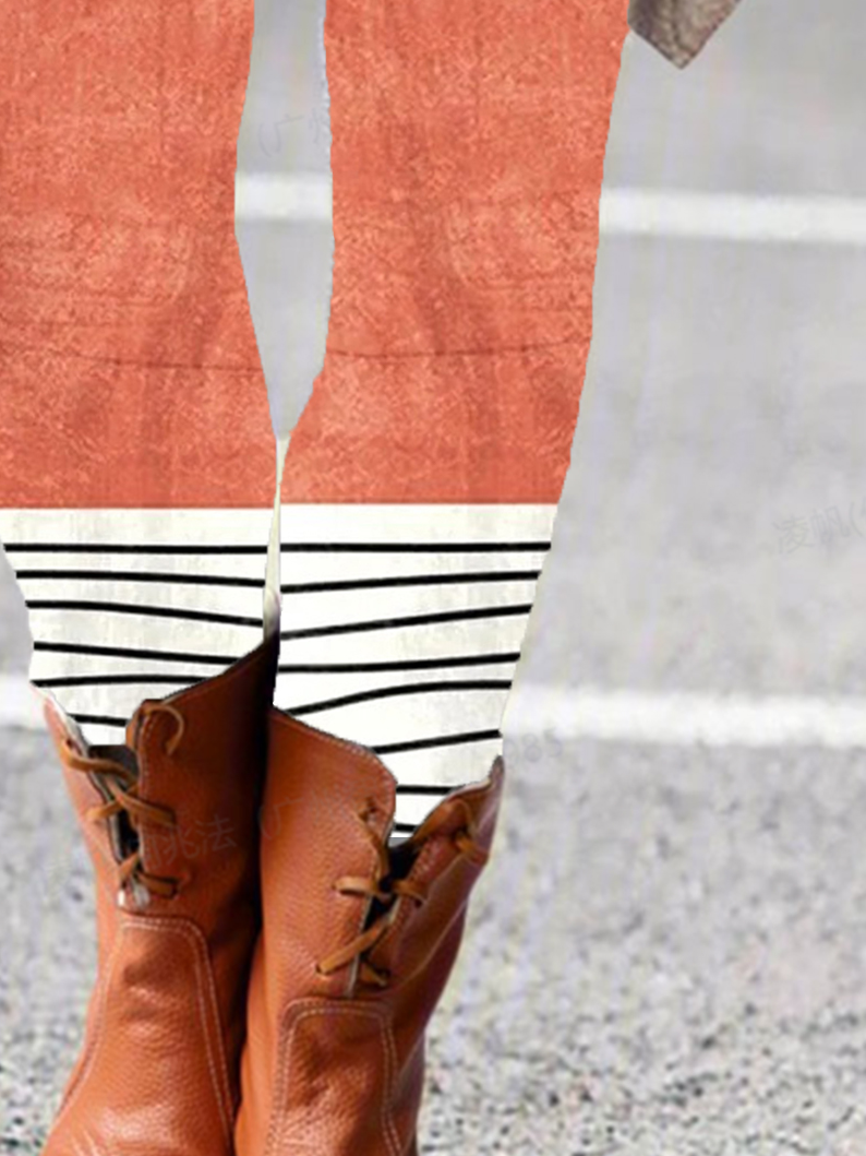 Striped Print Casual Leggings