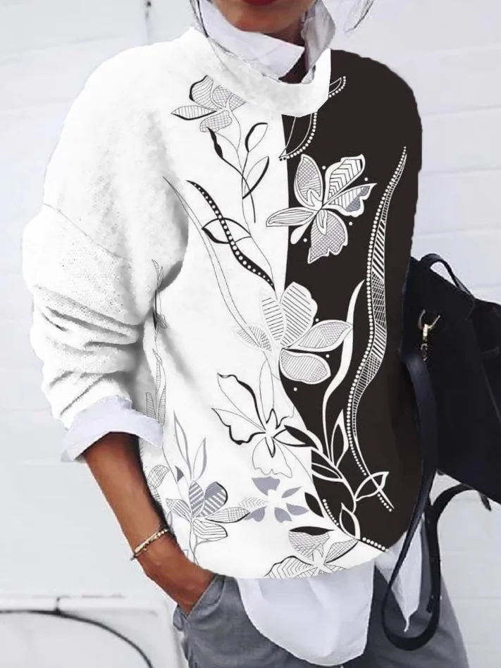 Loose Crew Neck Casual Sweatshirt