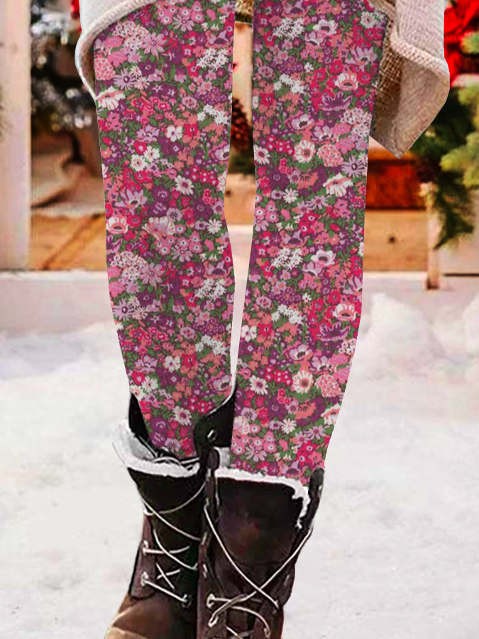 Casual Floral Tight Jersey Leggings