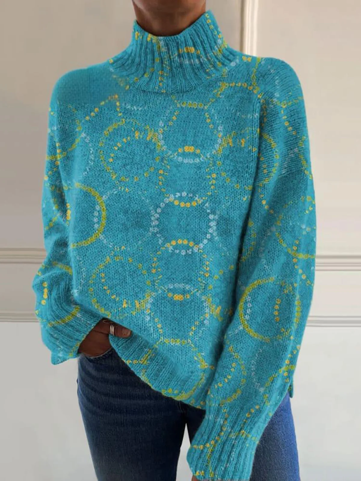 Wool/Knitting Loose Floral Casual Sweater