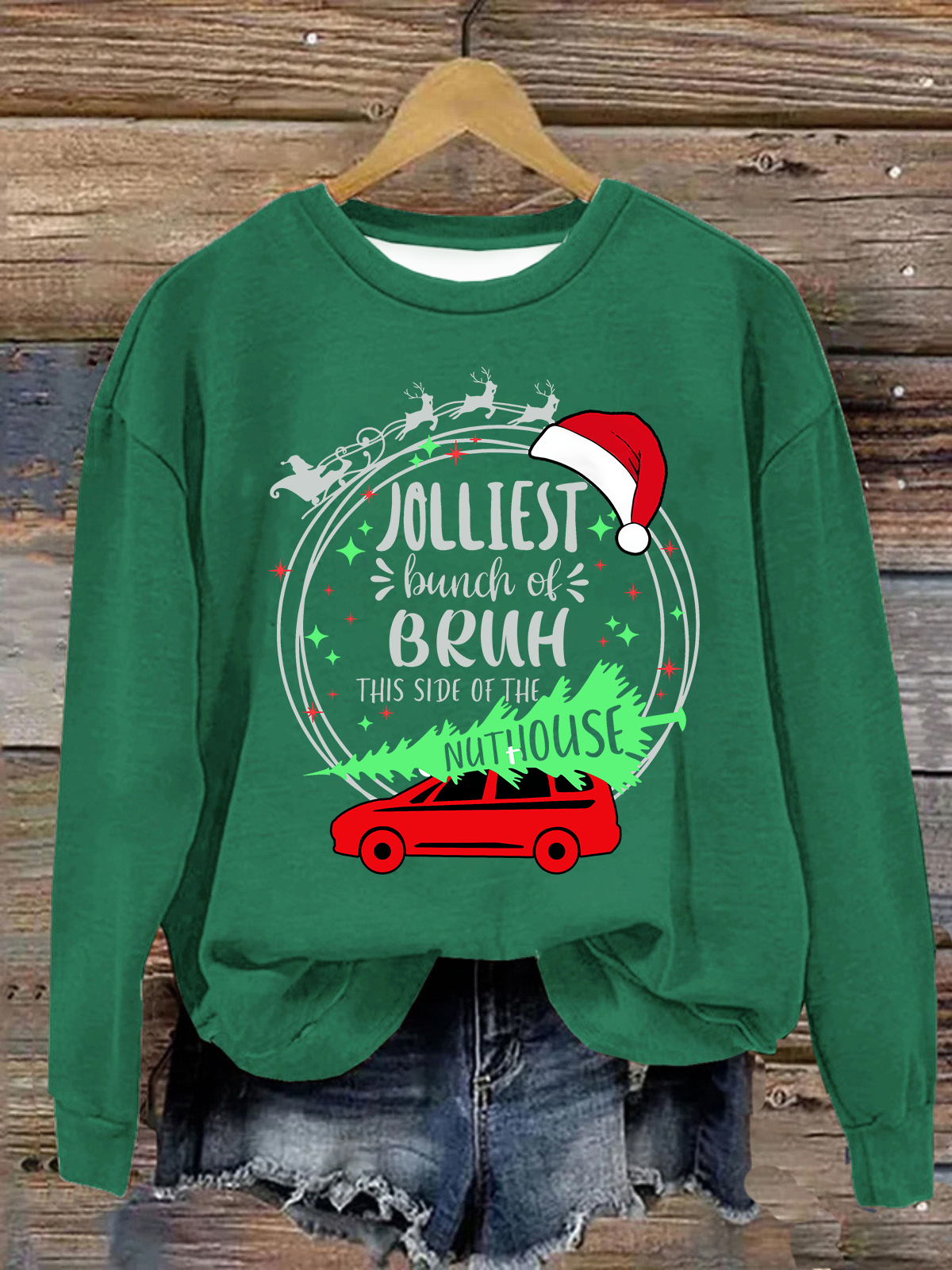 Jolliest Bunch Of Bruh Casual Loose Christmas Sweatshirt