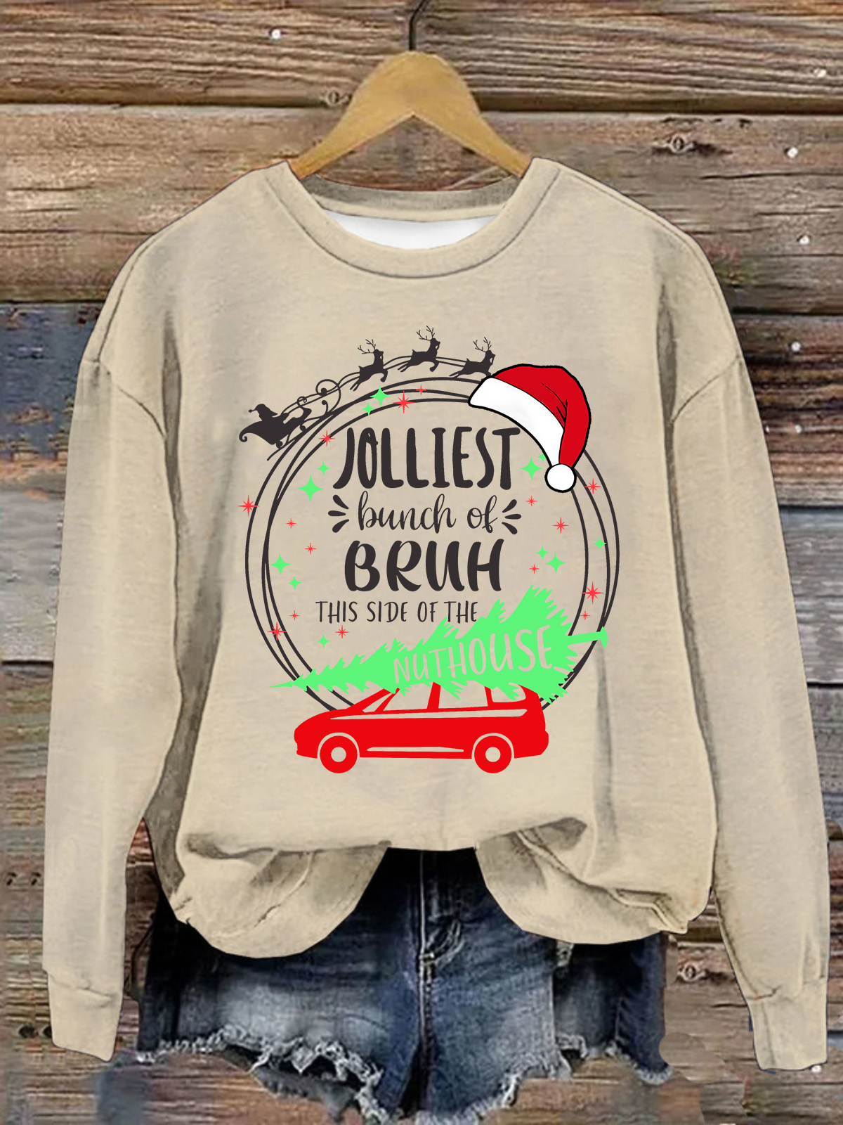 Jolliest Bunch Of Bruh Casual Loose Christmas Sweatshirt