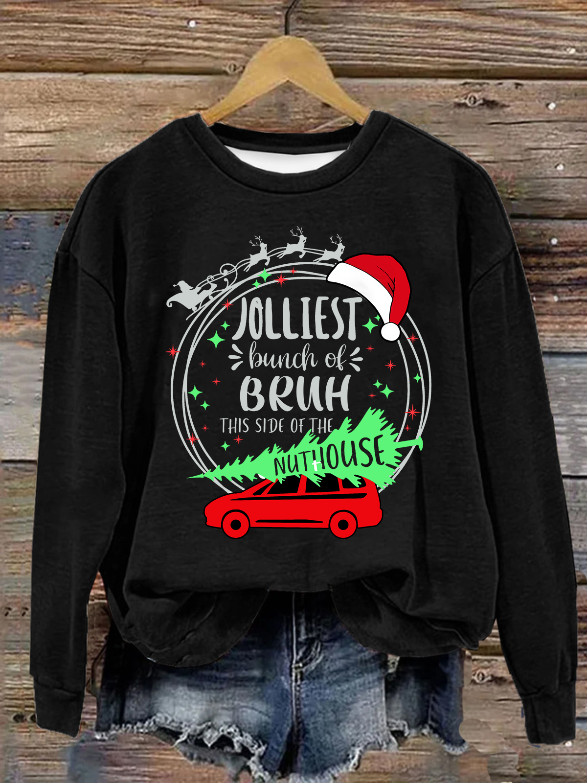 Jolliest Bunch Of Bruh Casual Loose Christmas Sweatshirt