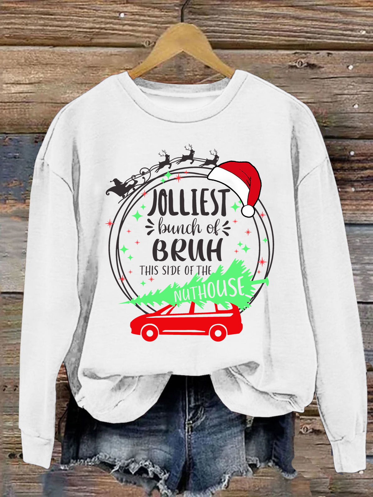 Jolliest Bunch Of Bruh Casual Loose Christmas Sweatshirt