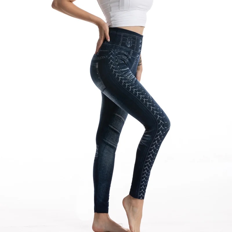 Denim Print Graphic Casual Leggings