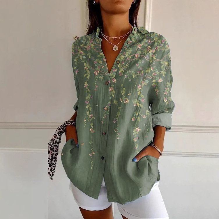 Casual Geometric Loose Shirt Collar Shirt