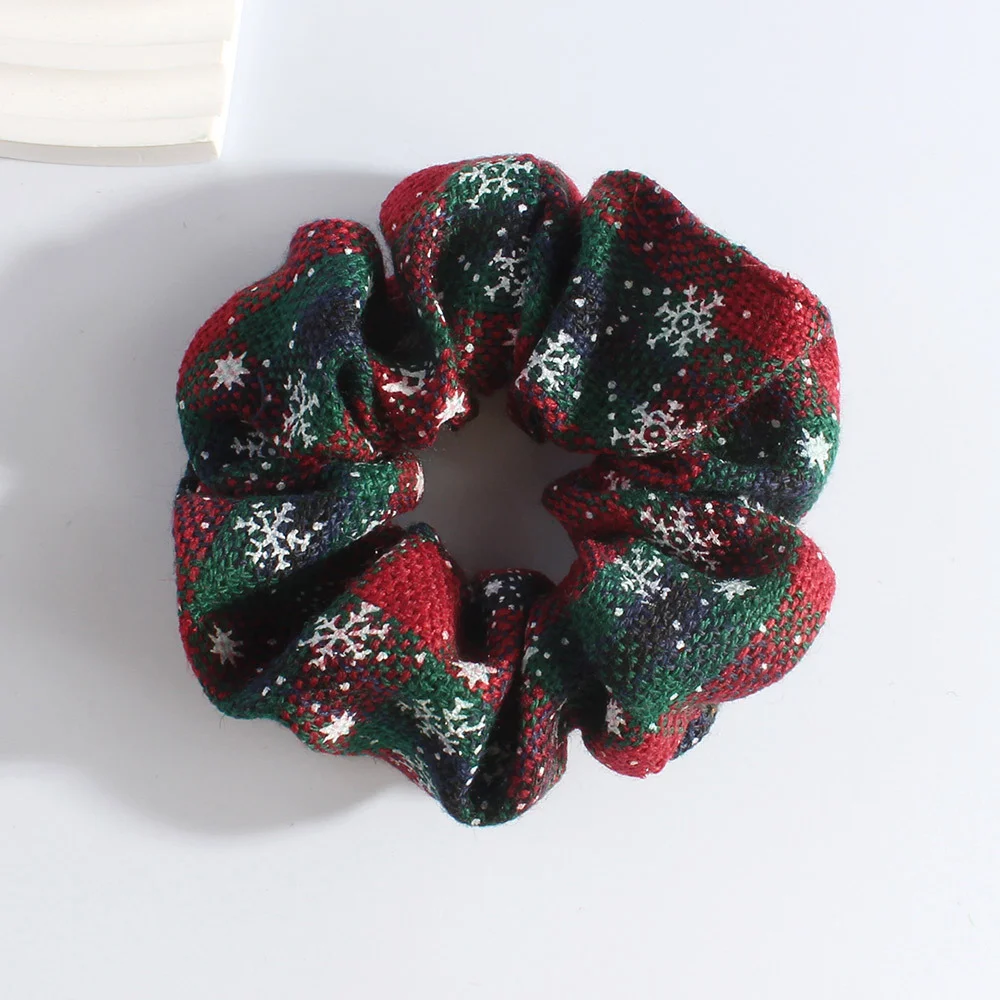 Christmas Snowflake Plaid Large Hair Tie Christmas Hair Rope Elastic