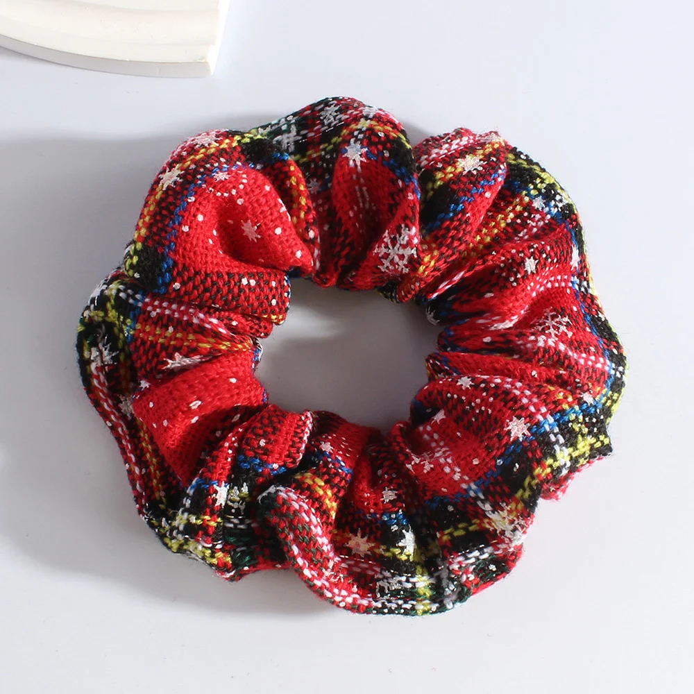 Christmas Snowflake Plaid Large Hair Tie Christmas Hair Rope Elastic