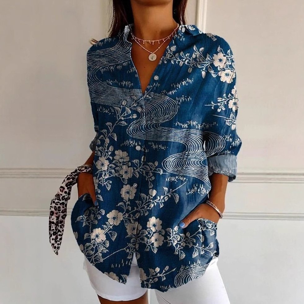 Casual Geometric Loose Shirt Collar Shirt