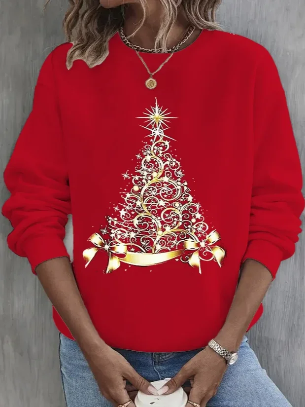 Christmas Mock Neck Loose Vintage Sweatshirt