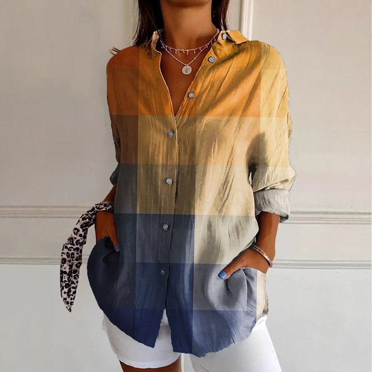 Casual Geometric Loose Shirt Collar Shirt