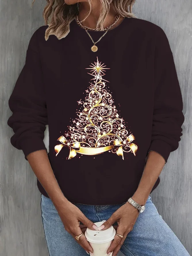 Christmas Mock Neck Loose Vintage Sweatshirt