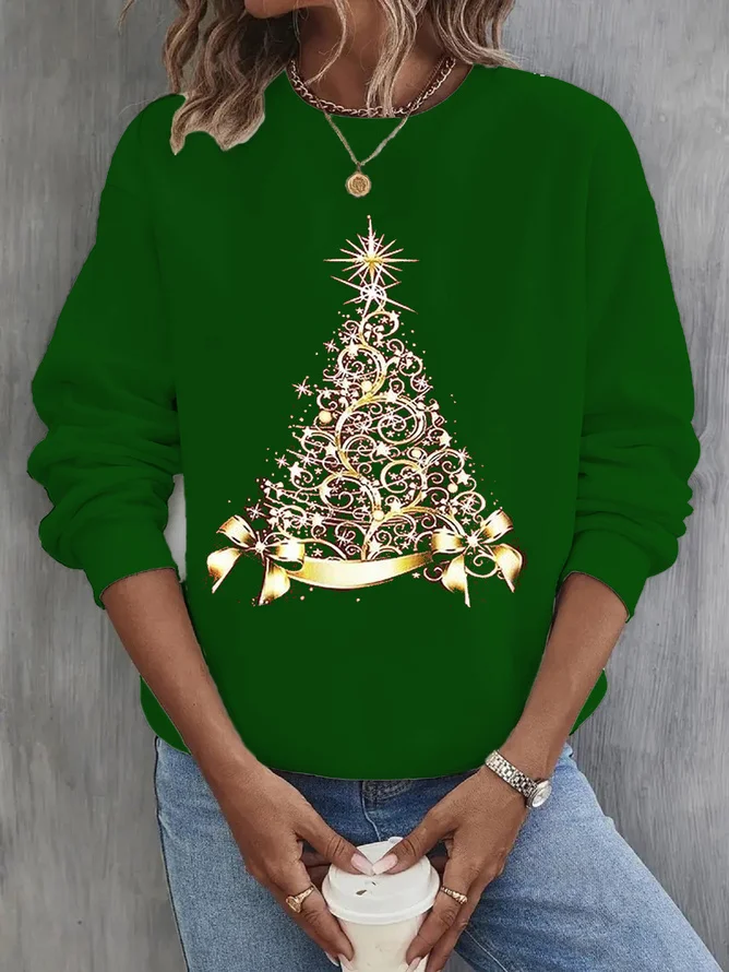 Christmas Mock Neck Loose Vintage Sweatshirt