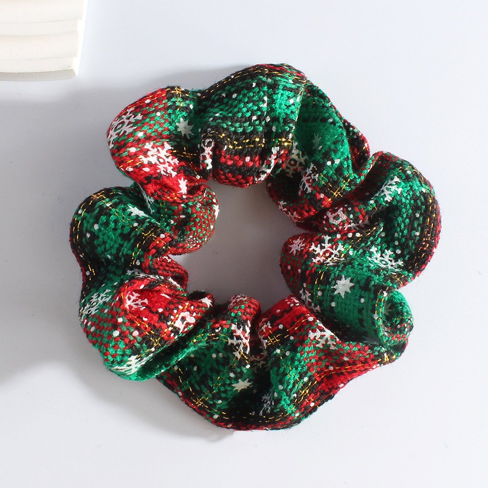 Christmas Snowflake Plaid Large Hair Tie Christmas Hair Rope Elastic